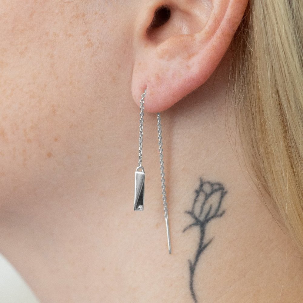 Flex Thread Earrings with Lab Grown Diamonds - Sterling Silver